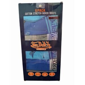 VON DUTCH Men’s 6 Pack Cotton Stretch Boxer Briefs, Size Large NIB